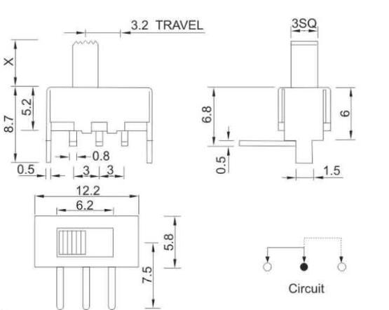 SS-12F39(1p1t)撥動開關