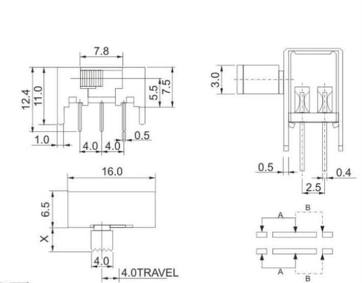 SK-22H05(2P2T)撥動(dòng)開(kāi)關(guān)