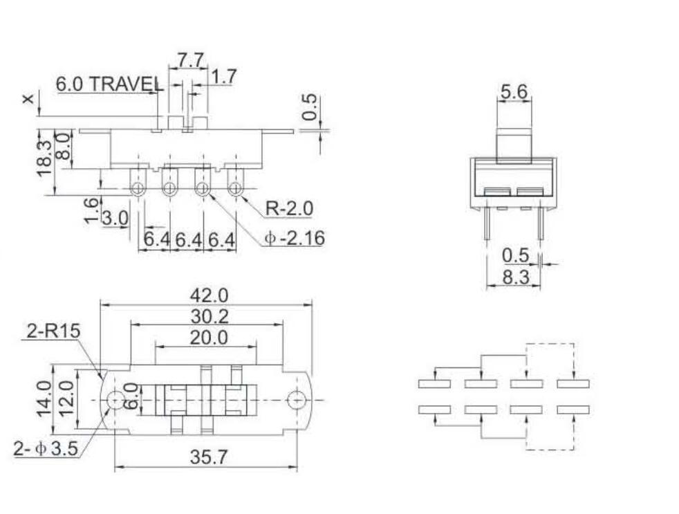 ACS-23L01(2P3T)撥動開關