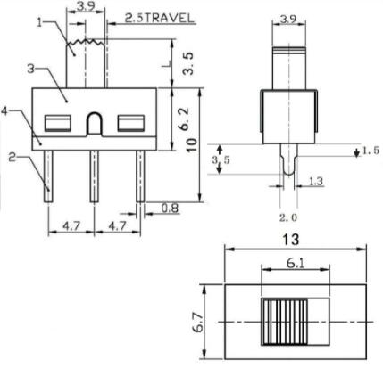 SS-12D10短腳撥動開關