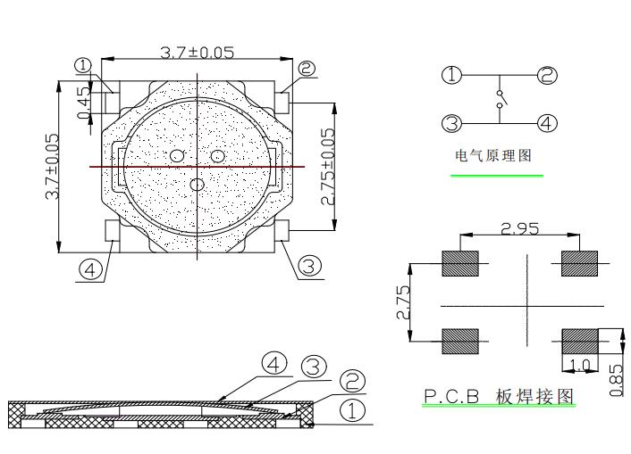 3.7X3.7 平腳貼片